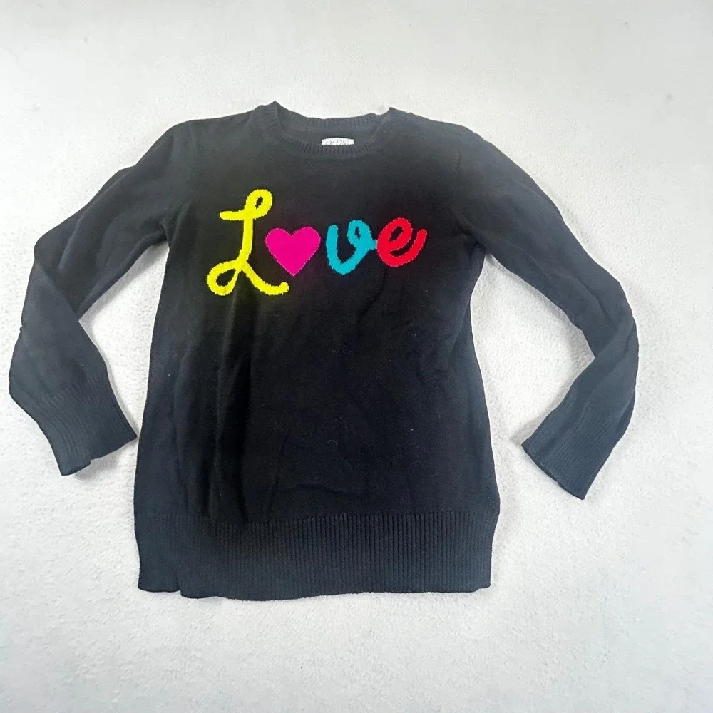 The Children's Place Love Sweater Girls 10/12 Black Kidcore